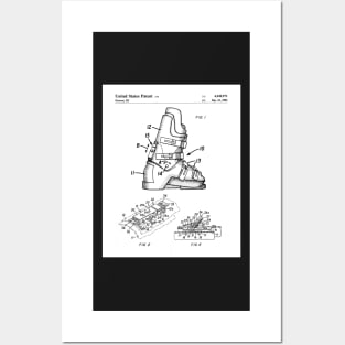 Ski Boots Patent - Skier Ski Lodge Chalet Art - White Posters and Art